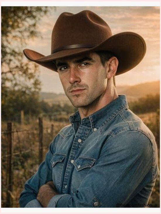 Cotton Blend Cattleman Crown Cowboy Hat with Buckle Band - Universal Size main image 5